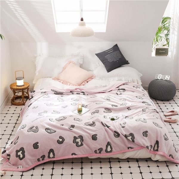 

белый розовый leopard одеяло ватки на кровати главная взрослый цвет фланель диван покрывала home decor throw blanket