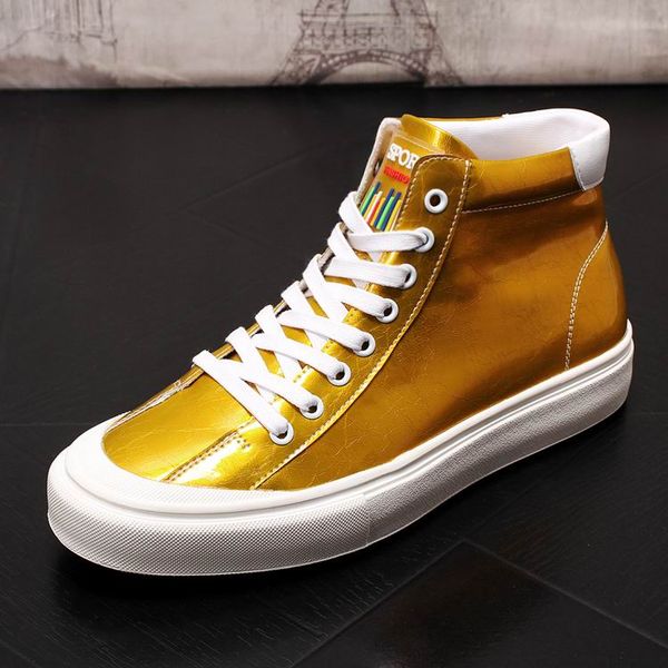 

errfc luxury fashion mens gold casual comfort shoes high shiny black cowboy flat street hip hop leisure shoe man red zapatos