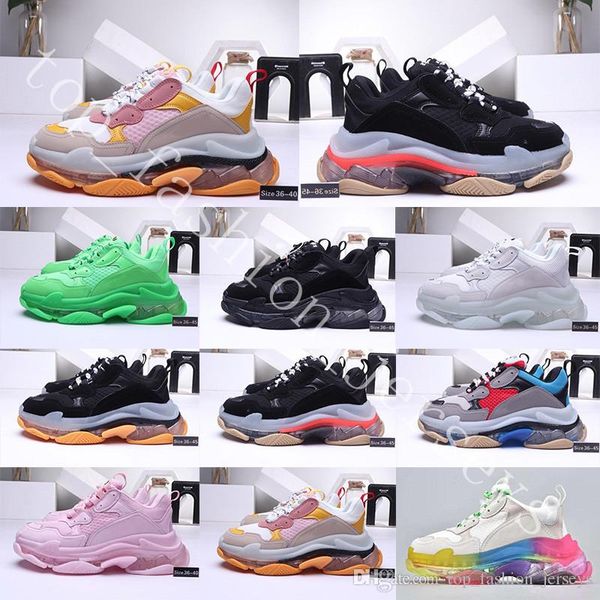 

stock x 2020 fashion casual shoes platform 17fw triple-s dad for men's women black sports luxury designer triple s vintage shoes