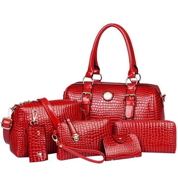 

the new red lady's bag women handbag sat ladies stylish handbags women handbag set 6 pcs
