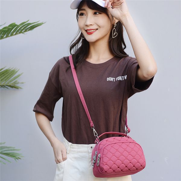 

diamond lattice small bag women 2020 summer new arrival shell shoulder messenger bag 3 layer with earphone hole ladies handbags