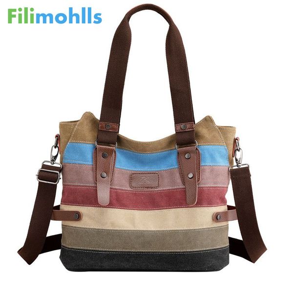 

2020 summer vintage cotton tote canvas bag casual hand bag striped handbag cute ladies shoulder for women s2092