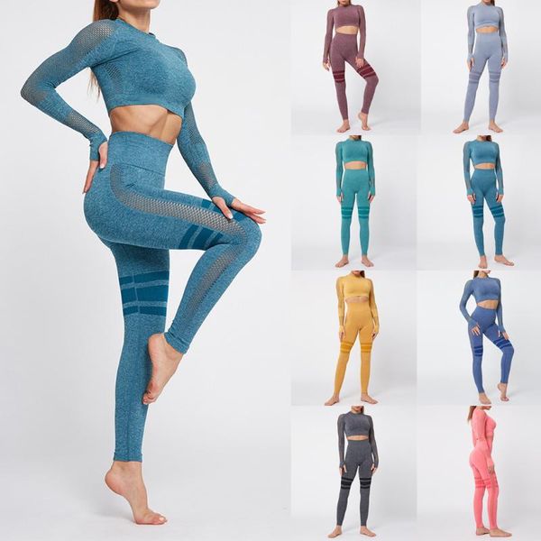 

seamless yoga set women fitness clothing sportswear woman gym leggings padded push-up strappy sports bra 2 pcs sports suits