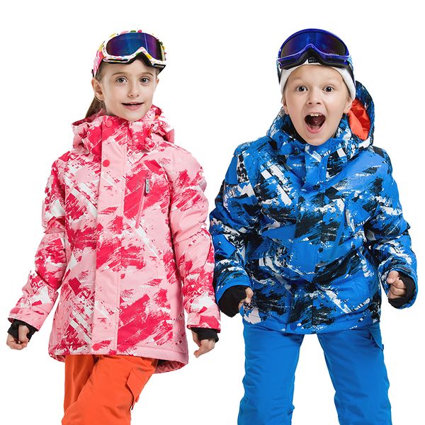 

extra thick warm kids ski hood synthetic jacket coat snow winter outdoor waterproof windproof boy girls skiing snowboard clothes