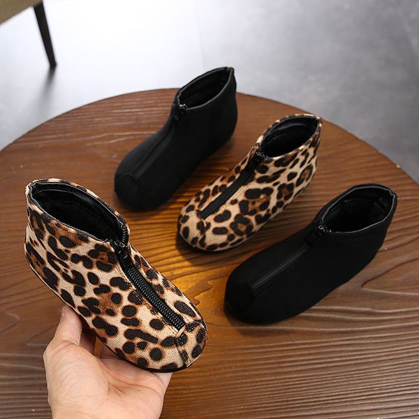 

dogeek fashion winter children' women' boots autumn and winter plus velvet leopard zipper snow boots shoes, Black;grey
