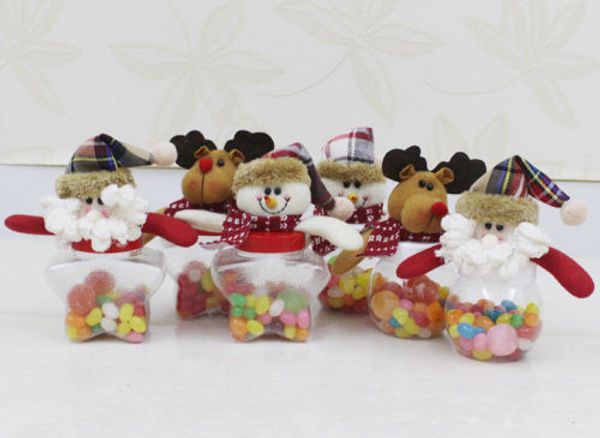 

merry christmas candy bottle jar storage case gift plastic box cute santa jars container decoration