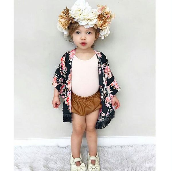 

kids girls chiffon cardigan floral cutout baby girl summer fringed outwear, Blue