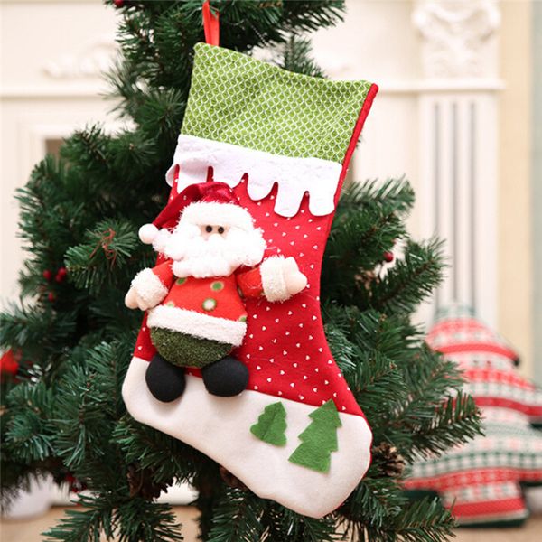 

christmas santa claus snowman stocking candy bags xmas socks treat gift bags pocket for christmas gift party decor ic897842