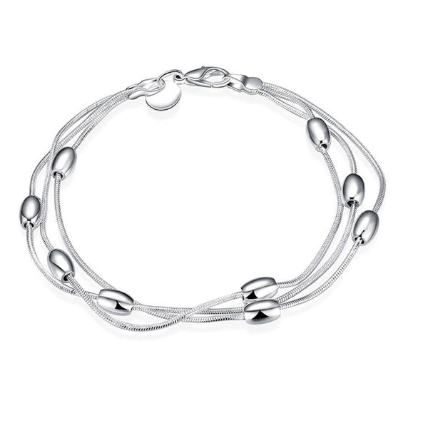 

copper gift silver-plated home beaded portable accessories travel party three layer women bracelet, Black
