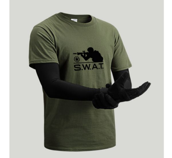

us army special forces swat tactics short sleeve t-shirt cotton souvenir edition physical training clothing, White;black