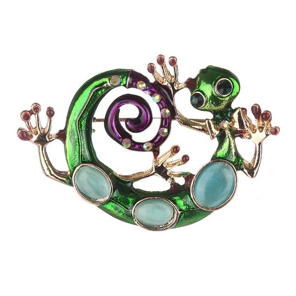 

unique fabala jewelry gecko lizard green snake alloy brooch enamel, Gray