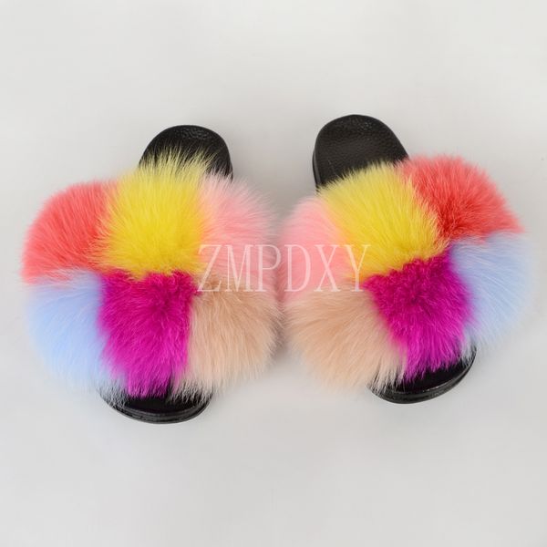 

women summer sweet slides fur slides furry slippers fashion fur party shoes plush sandals, Black