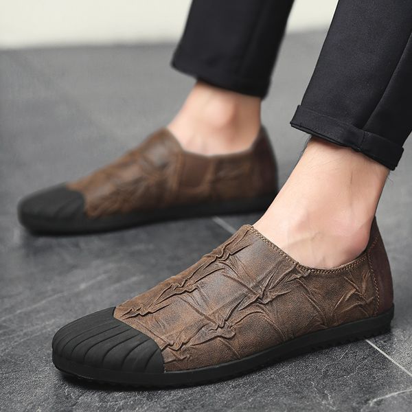 

2018 spring new korean version of the wild set of men's shoes shellfish fashion casual shoes trend crack genuine leather, Black