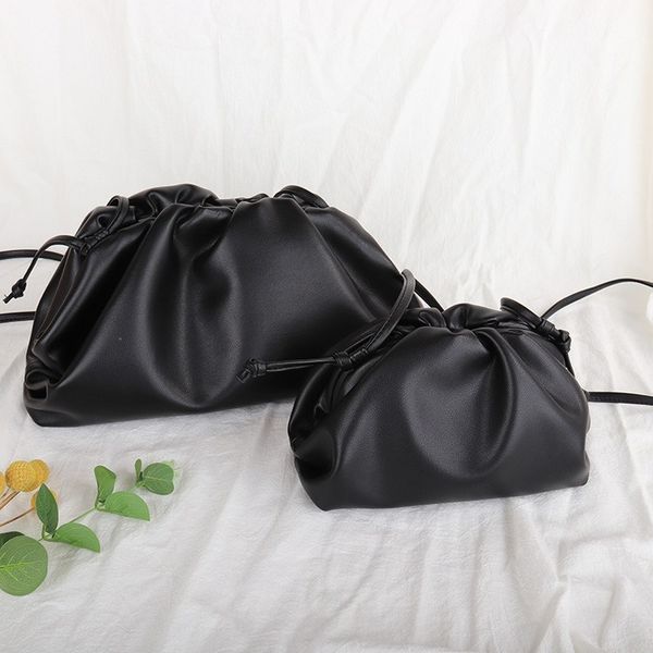 

leather women's bag autumn and winter retro new soft leather pleats cloud bag skew across dumpling hand mini shoulder