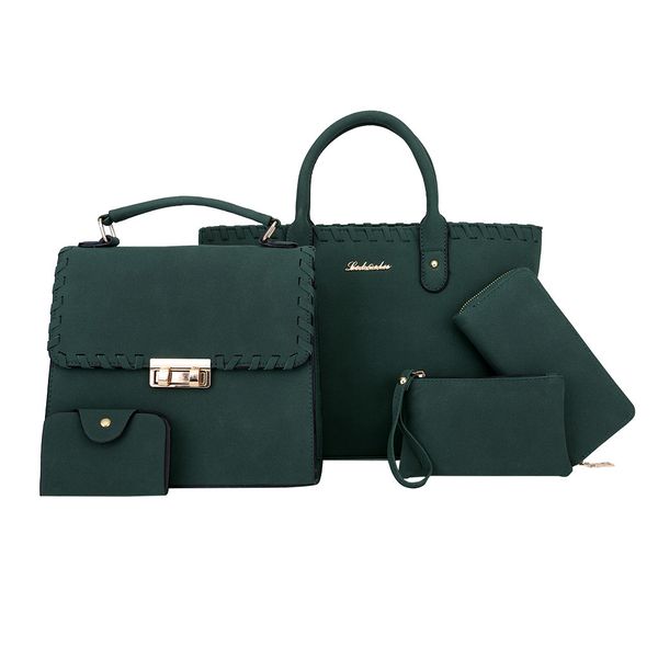 

fashion women weaving handbag wild composite bag shoulder messenger bag 5pcs