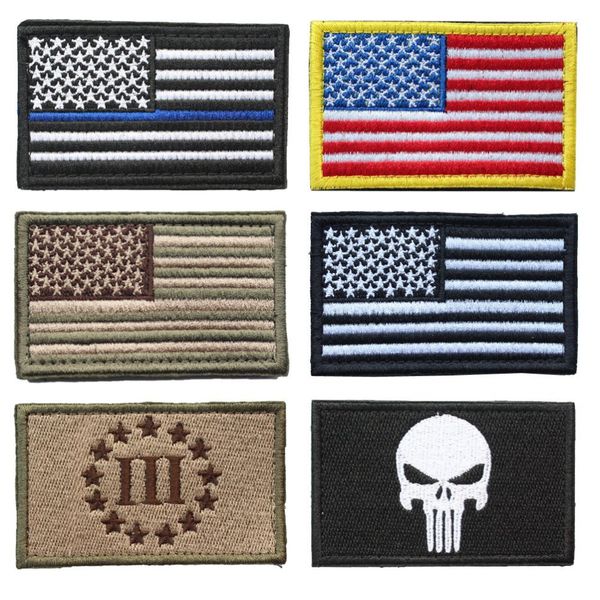 

U a flag patch bundle 6 piece american thin blue line police flag three percenter tactical fully embroidered morale tag patch