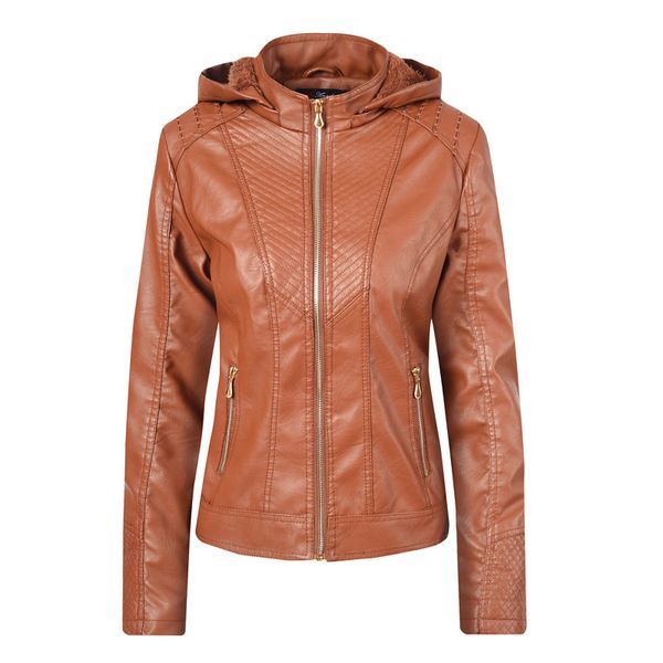 

designer women's pu jackets european and american retro winter new fashion leather coat women's jacket thick motorcycle leather ja, Black
