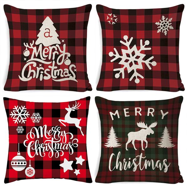 

4pcs/set christmas festival pillow case santa claus printing dyeing sofa bed home decor pillow cover bedroom christmas cushion cover