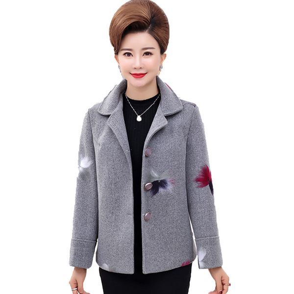 

spring autumn short woolen coat female new ladies jacket fashion large size middle age clothing temperament women woolen, Black