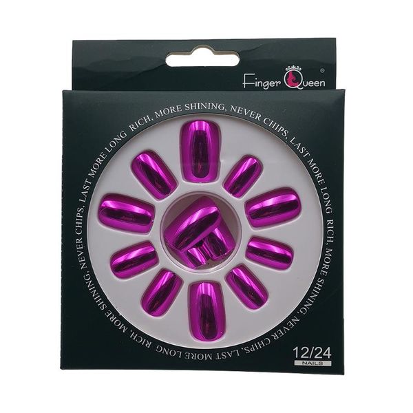 

24pcs/box fake nails 5 colors options nail tip for decorative nails uv plating artificial, Red;gold