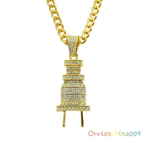 

2020 designer halloween decorations burst funds hip hop fashion men full of diamond pendant necklace exaggerated plug pendant jewelry, Silver