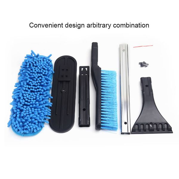 

onewell 3 in 1 snow brush ice scraper with cleaning mop pad, snow shovel winter extender snowbroom for cars
