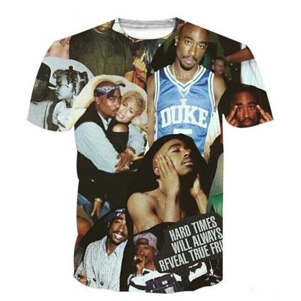 

popular singer rapper tupac 2pac t shirt men women funny 3d print summer short sleeve o neck crewneck casual a169, White;black