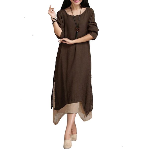 

woman dresses women clothes 5xl plus size spring maxi dress vintage long sleeve women cotton linen long dress female causal boho dresses, Black;gray