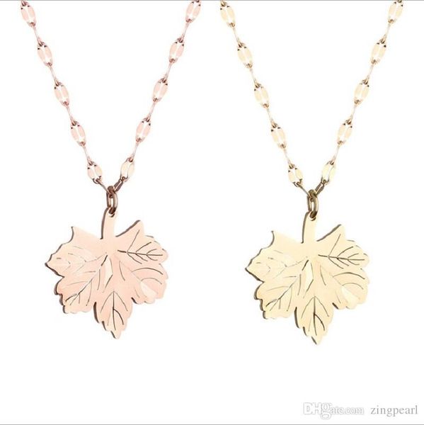 

титана стали розового золота maple leaf ключицы chainnecklace женский простой модный лист кулон ожерелья для женщин с карты пакет, Silver