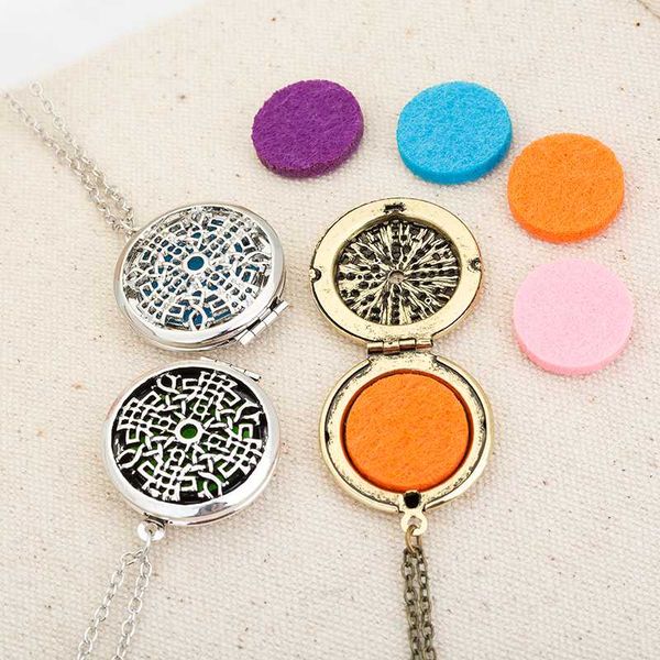 

felt pads essential oils diffuser necklace glow pads diffuser necklace pendant women costume jewelry, Silver