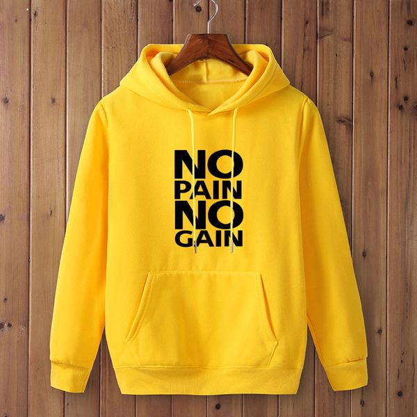 

2020 fashion has personality no pain no gain sweatshirt clothes sweatshirt hoodies men autumn winter hip hop hooded -4, Black