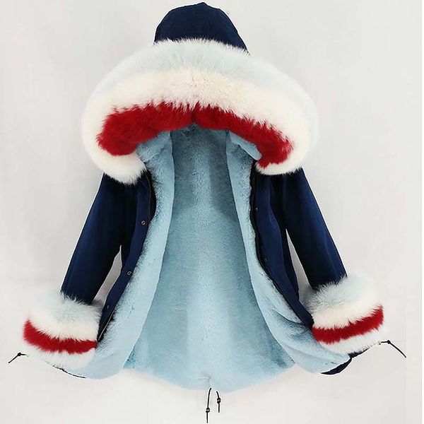 

2019 long parka winter jacket women natural real fox fur collar hood coat thick warm outerwear detachable streetwear new y191016, Black;brown