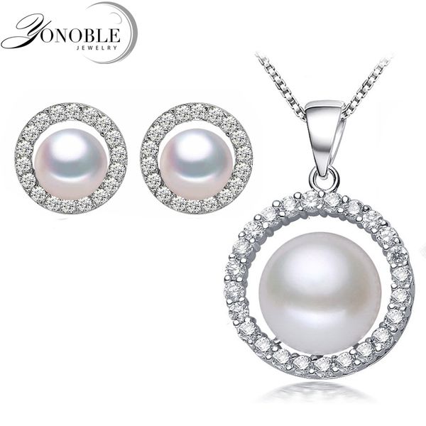 

beautiful wedding freshwater natural real pearl jewelry set 925 silver women white bridal jewelry sets pearl earring gift, Black
