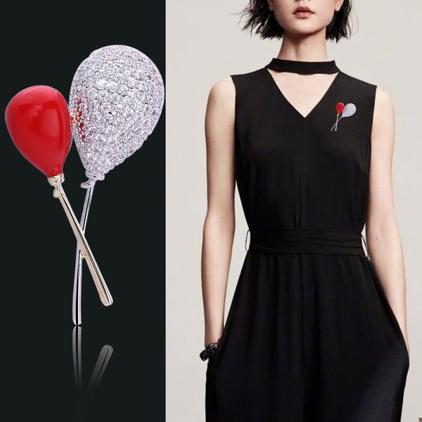 

pins, brooches red balloons enamel pin zircon brooch jewelry fashion crystal balloon wedding for women accessories, Gray