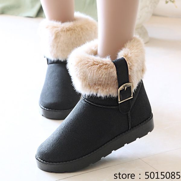 

women boots winter ladies shoes snow boots woman platform female warm botas cotton fabric flat with zapatos mujer shoe, Black