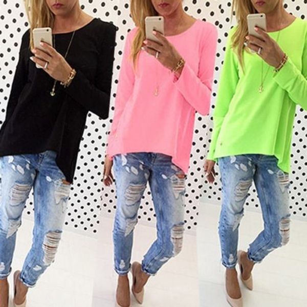 

fashion womens long sleeve shirt casual lace shirt loose cotton t, White