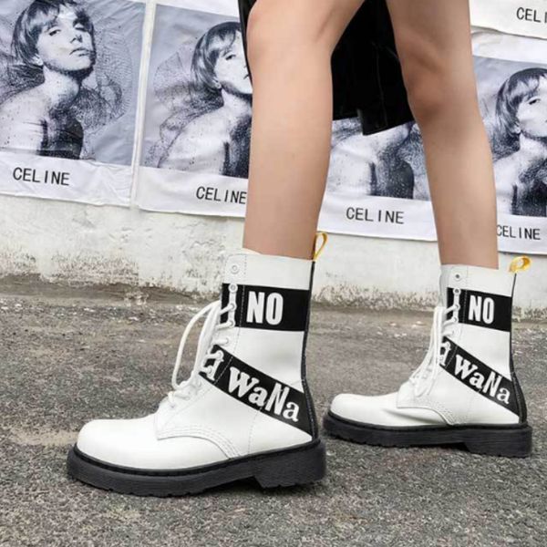 

women's genuine leather desert boots female british white jason martins boots sole thick-soled ankle for women, Black
