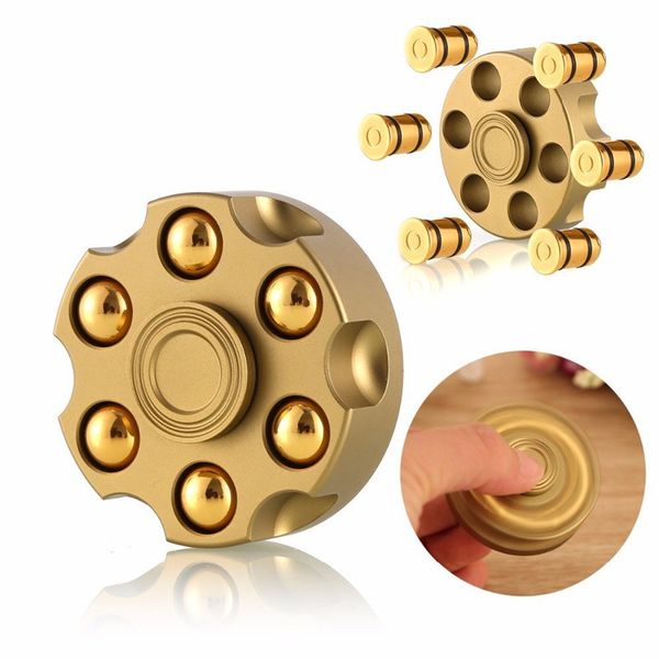 Novo 2019 Finger spinners puro cobre seis-bala revólver destacável EDC descompressão Rotativa Dedo spinners brinquedo