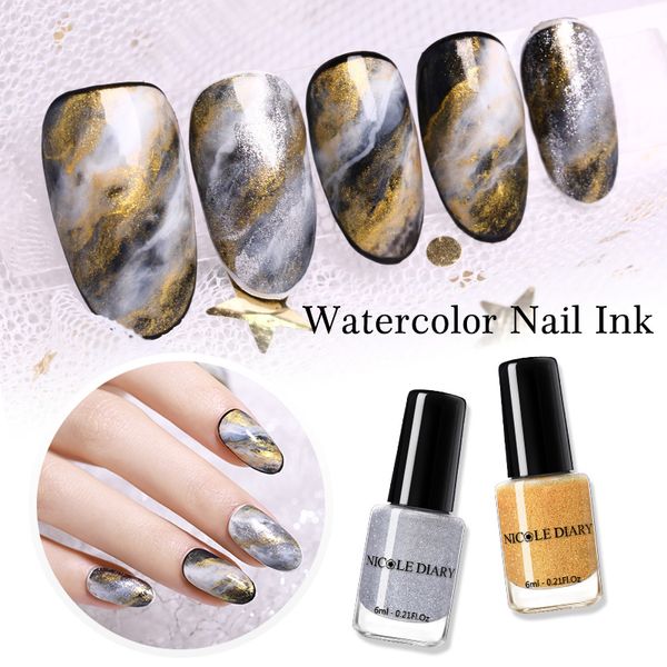

nicole diary 15ml 6ml colorful watercolor nail ink blossom nail polish diy art purple green white for decoration