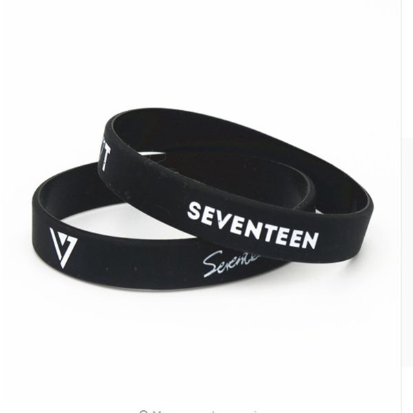 

korean seventeen silicone bracelet fans wristband bracelet for men women, Golden;silver