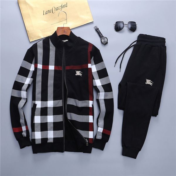 

autumn mens casual tracksuits for men brand designer coats 2 pice zipper jacket hooded hoodies long pants outfits, Gray