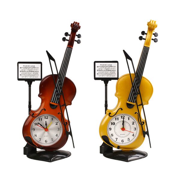 

fashion retro violin shaped office livingroom bedroom desk alarm clock tool
