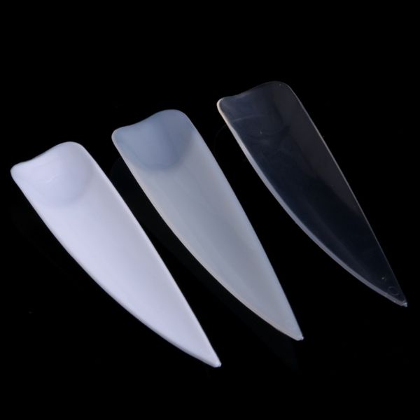 

10pcs long sharp false nail art tips acrylic salon - white clear natural, Red;gold