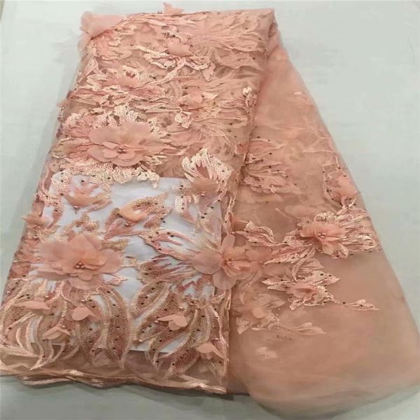 

2019 stereoscopic 3d bead applique african net french voile guipure tulle mesh lace fabric for dress 5yd/lot jl0922, Black;white