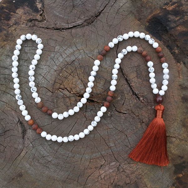 

8mm howlite, antique onyx, japamala necklace, namaste yoga jewelry, chakra stones mala,buddhist mala prayer bead, 108 mala beads, Silver