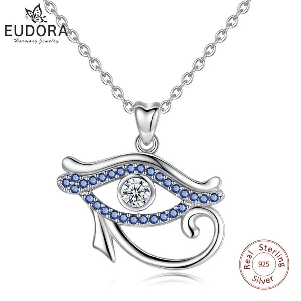 

eudora 100% 925 sterling silver blue evil eye cz pendant necklace good luck eye of love charm fine jewelry birthday gift d341