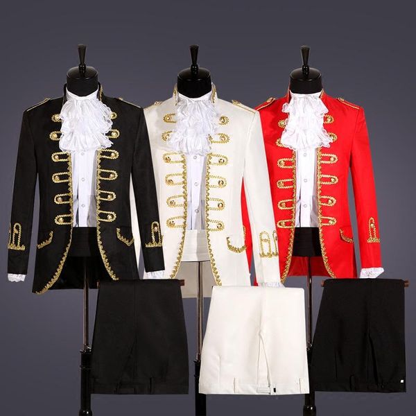 

2018 новый европейский мужской придворный костюм, мужское платье, костюм, White;black