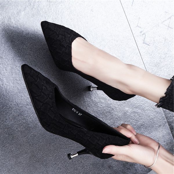 

fine heeled shoes casual heels lace-up branded pumps slip om pointed wedge 2019 sandals ladies high comfortable gold beige, Black