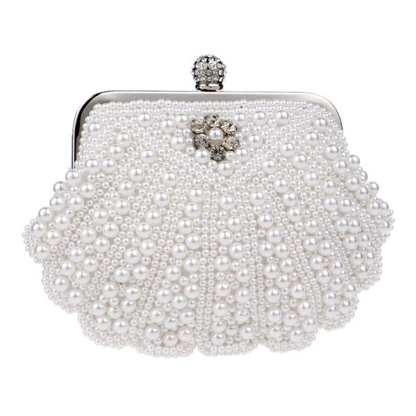 

women pearl evening handbag lady party clutch shell purse small hasp handbags womens solid color bag bolsa feminina
