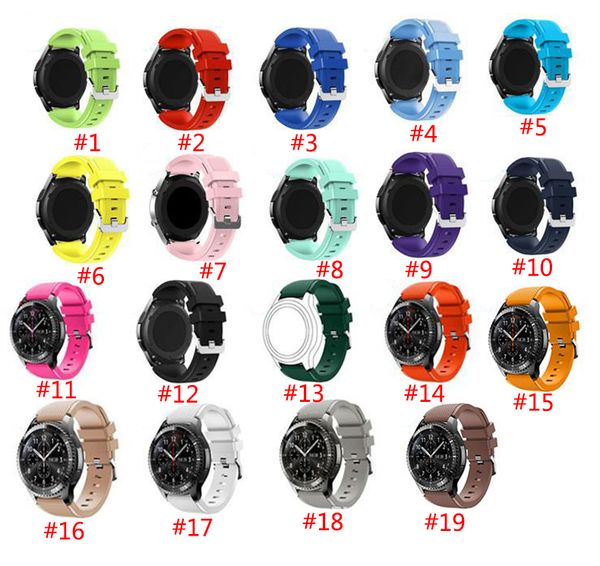 19 Cores Silicone Watchband para engrenagem S3 clássico Frontier 22 milímetros Assista bracelete Banda substituição Pulseira para Samsung Gear S3 R760